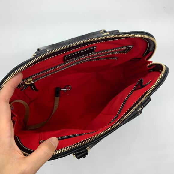 Dooney & Bourke Black Pebble Leather Purse Zip Satchel Handbags - Picture 3 of 15